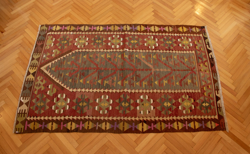 Anatolian Flatweave Wool Kilim/Rug No. 4 165 × 105 cm (65.0" × 41.3")