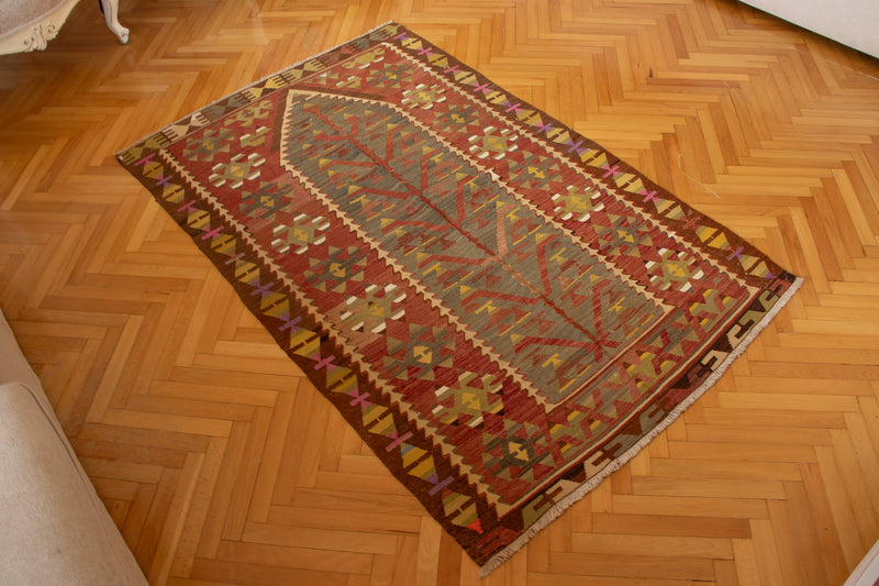 Anatolian Flatweave Wool Kilim/Rug No. 4 165 × 105 cm (65.0" × 41.3")