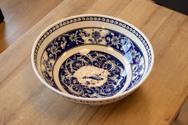 Baba Nakkash 30 cm Handmade Turkish Ceramic Bowl – Iznik Tile Design