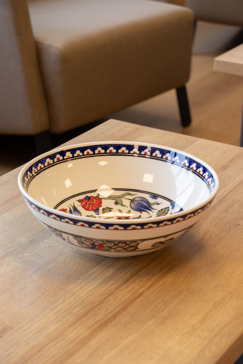 British Museum 25 cm Handmade Turkish Ceramic Bowl – Iznik Tile Design