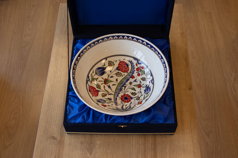 British Museum 30 cm Handmade Turkish Ceramic Bowl – Iznik Tile Design