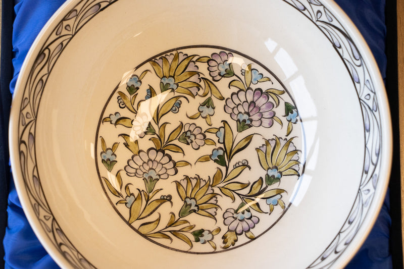 Damascus 25 cm Handmade Turkish Ceramic Bowl – Iznik Tile Design