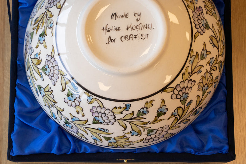 Damascus 25 cm Handmade Turkish Ceramic Bowl – Iznik Tile Design