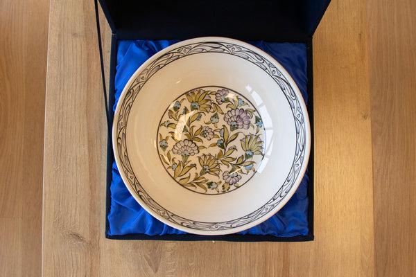 Damascus 25 cm Handmade Turkish Ceramic Bowl – Iznik Tile Design