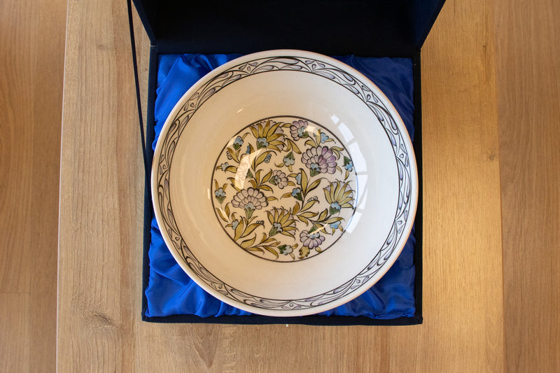 Damascus 25 cm Handmade Turkish Ceramic Bowl – Iznik Tile Design