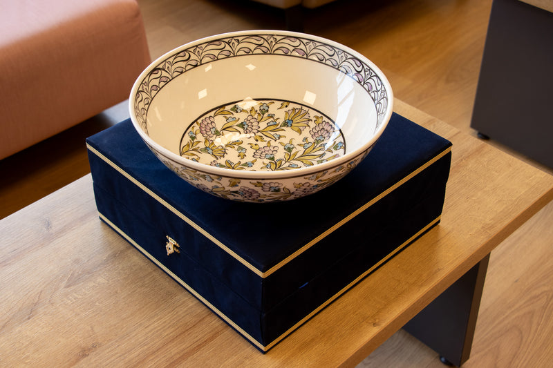 Damascus 30 cm Handmade Turkish Ceramic Bowl – Iznik Tile Design