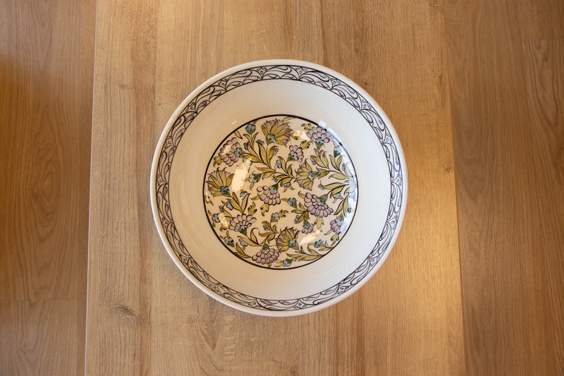 Damascus 30 cm Handmade Turkish Ceramic Bowl – Iznik Tile Design