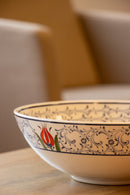 Golden Horn 25 cm Handmade Turkish Ceramic Bowl – Iznik Tile Design