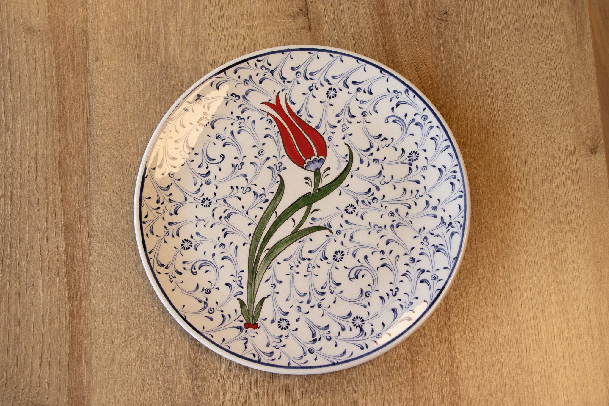 Golden Horn 25 cm Handmade Turkish Ceramic Plate – Iznik Tile