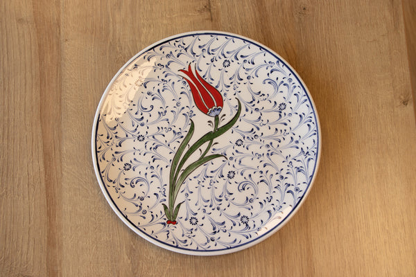 Golden Horn 25 cm Handmade Turkish Ceramic Plate – Iznik Tile Design