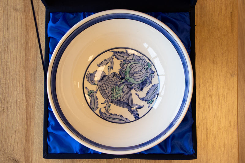 Voyage of Birds 25 cm Handmade Turkish Ceramic Bowl – Iznik Tile Design