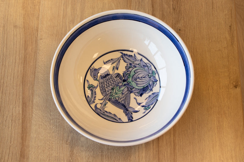 Voyage of Birds 25 cm Handmade Turkish Ceramic Bowl – Iznik Tile Design