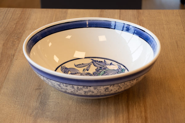 Voyage of Birds 25 cm Handmade Turkish Ceramic Bowl – Iznik Tile Design