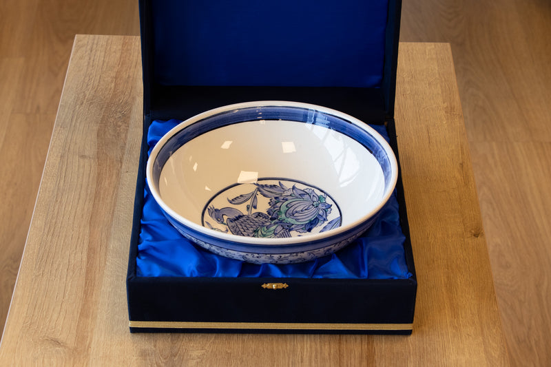 Voyage of Birds 25 cm Handmade Turkish Ceramic Bowl – Iznik Tile Design