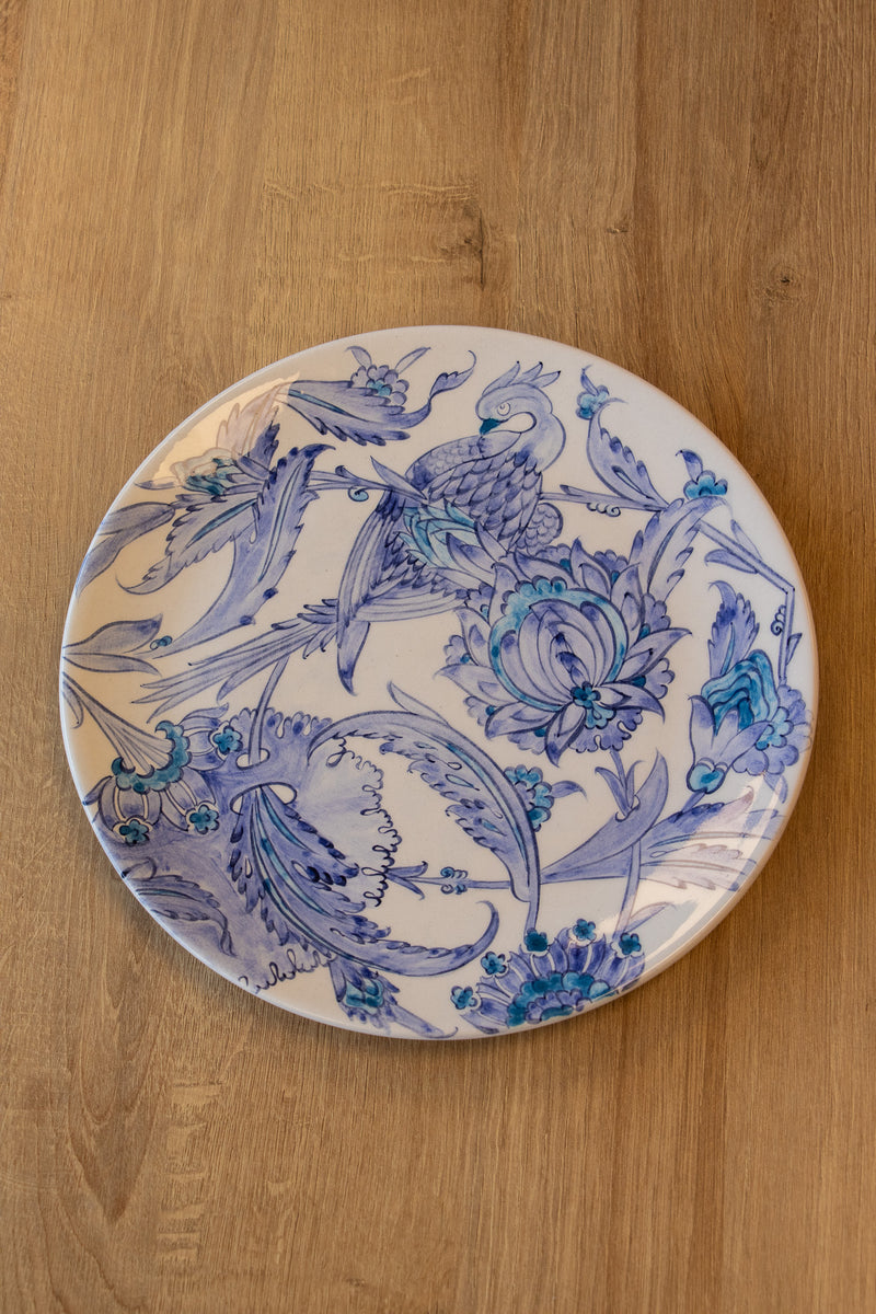 Voyage of Birds 25 cm Handmade Turkish Ceramic Plate – Iznik Tile Design