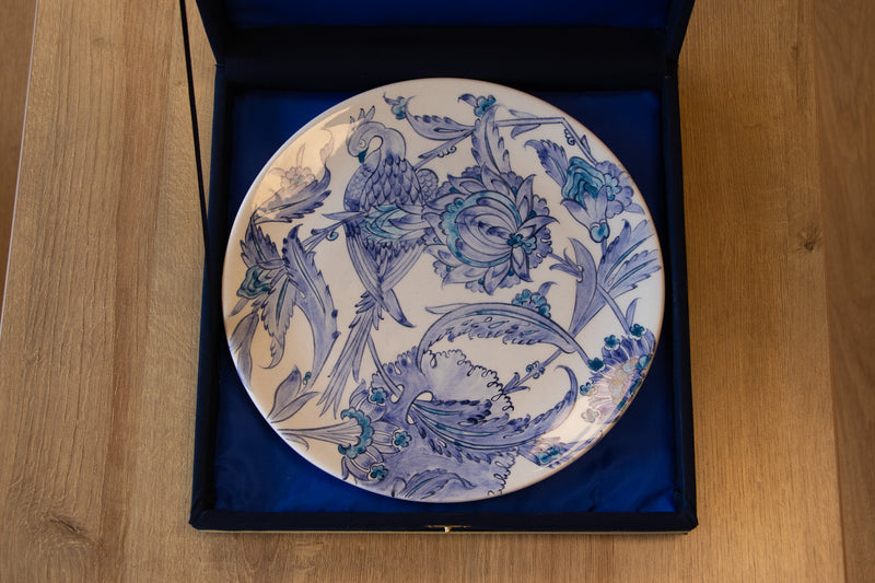 Voyage of Birds 25 cm Handmade Turkish Ceramic Plate – Iznik Tile Design